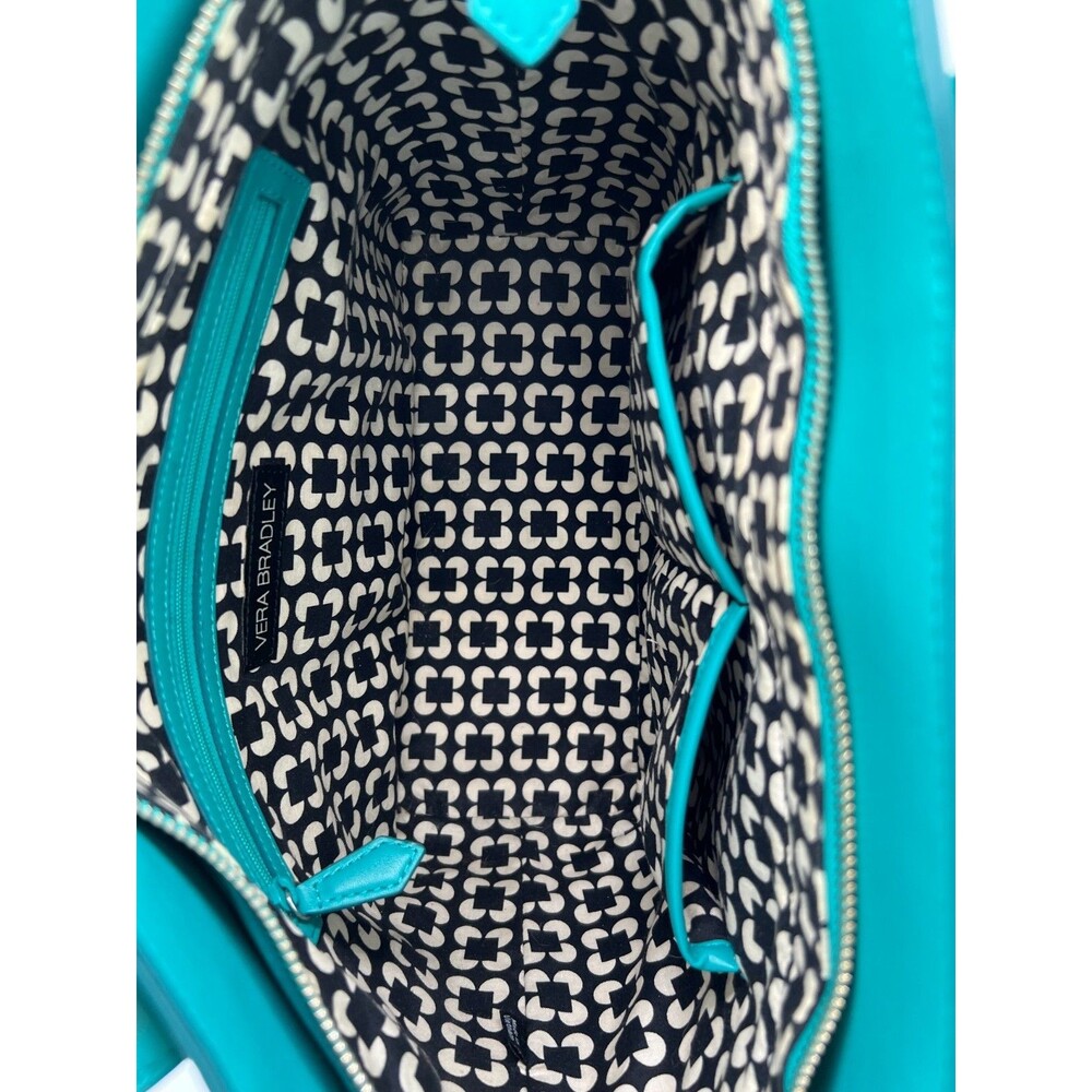 Vera Bradley Teal Convertible Satchel Purse, Faux Leather - Picture 9 of 16